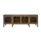 Medo 107 Inch Sideboard Console Brown Pine Wood 4 Doors Metal Handles By Casagear Home BM311220