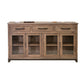 Umey 70 Inch Sideboard Console Mango Wood 3 Drawers 4 Glass Doors Brown By Casagear Home BM311224