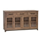 Umey 70 Inch Sideboard Console Mango Wood 3 Drawers 4 Glass Doors Brown By Casagear Home BM311224