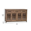 Umey 70 Inch Sideboard Console Mango Wood 3 Drawers 4 Glass Doors Brown By Casagear Home BM311224