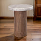 Kohl 26 Inch Side End Table Brown Mango Wood Drum Base Cream Floated Top By Casagear Home BM311232