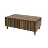 Texu 50 Inch Cocktail Table Brown Blue Pine Wood Hinged Top Tapered Legs By Casagear Home BM311237