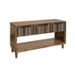 Texu 55 Inch Sofa Console Table Pine Wood 3 Drawers 1 Shelf Brown Blue By Casagear Home BM311240