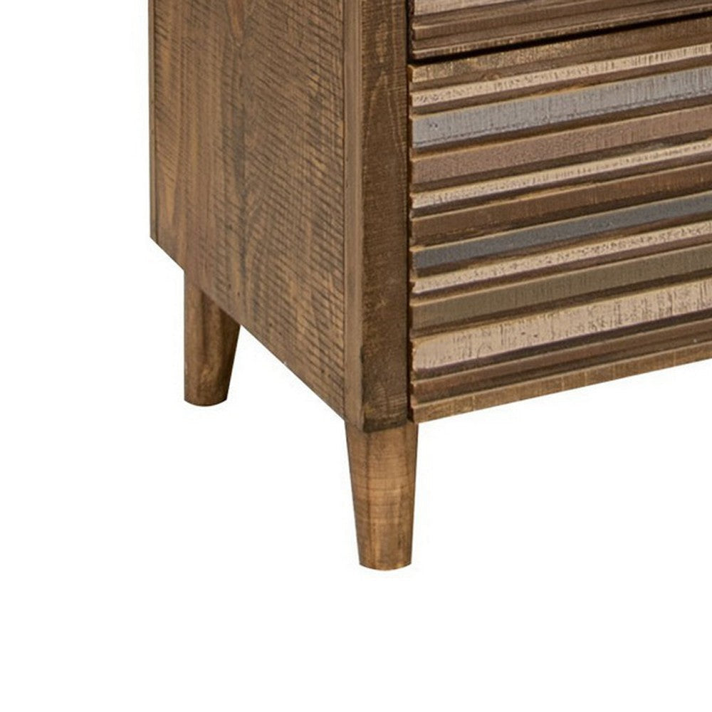 Texu 53 Inch Tall Dresser Chest Pine Wood 4 Drawers Brown and Blue By Casagear Home BM311241