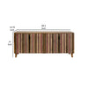 Texu 69 Inch Sideboard Console Pine 4 Doors Pedant Handles Brown Pink By Casagear Home BM311247