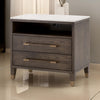 29 Inch Nightstand, 2 Drawers, Marble Top, Gold, Soild Oak Wood, Brown By Casagear Home