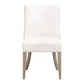 27 Inch Dining Chair Set of 2 Cushioned Linen White Brown Ash Wood By Casagear Home BM311363