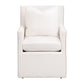 28 Inch Dining Armchair with Caster Wheels 1 Pillow Piped Details White By Casagear Home BM311364