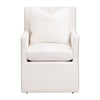 28 Inch Dining Armchair with Caster Wheels 1 Pillow Piped Details White By Casagear Home BM311364