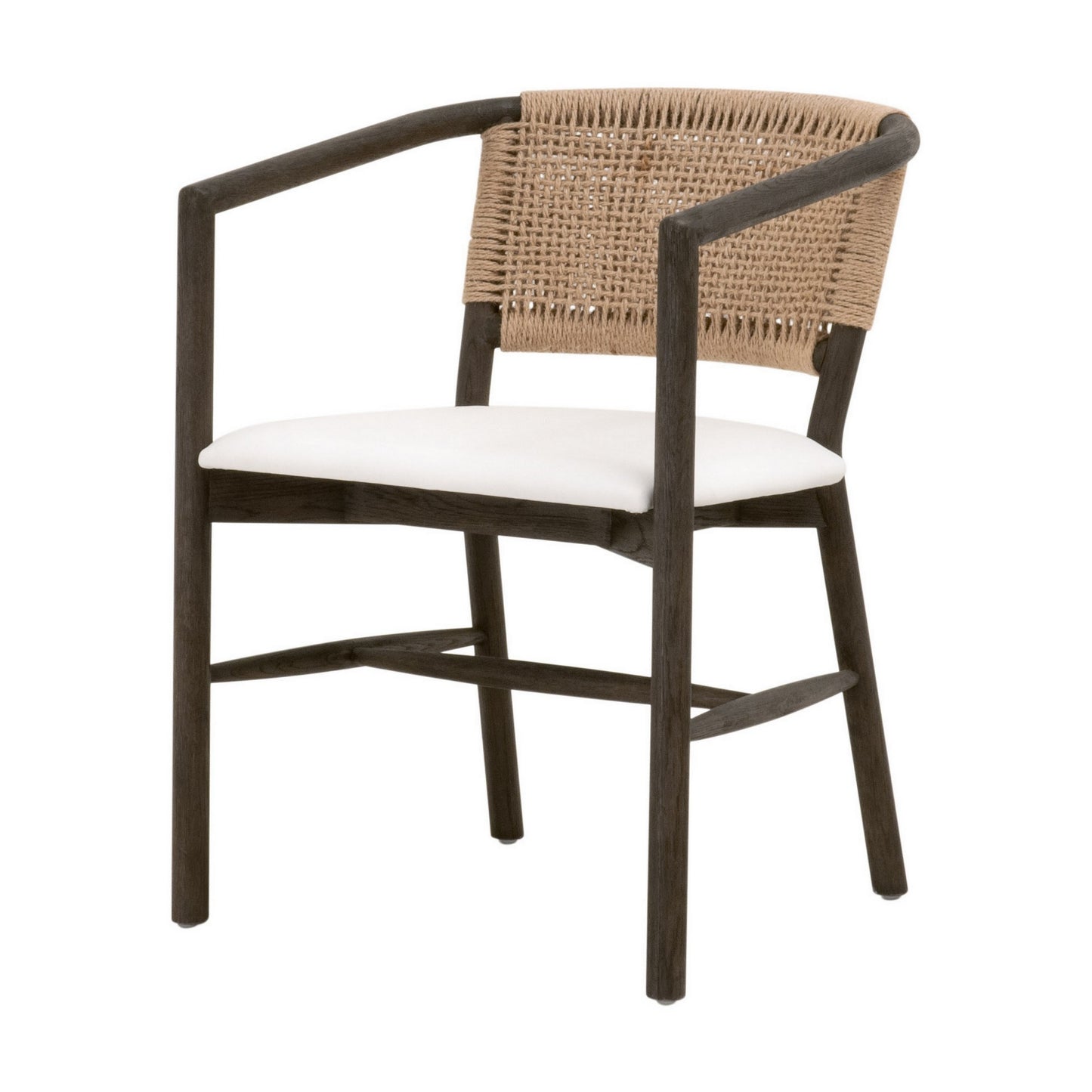 24 Inch Accent Chair Handwoven Jute Cushioned Seat White Oak Brown By Casagear Home BM311365