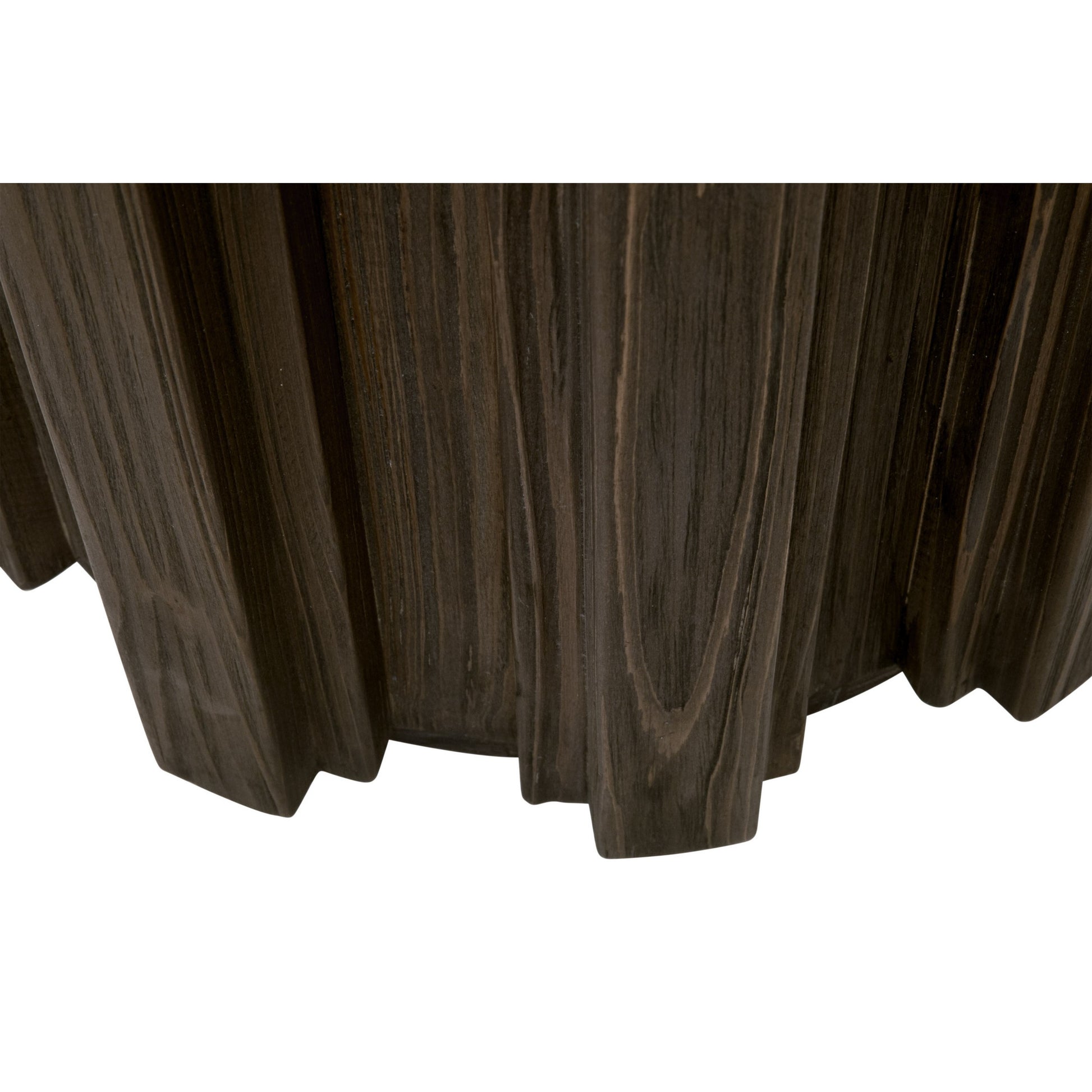 Nyl 21 Inch Accent Table Round Shape Fluted Details Plinth Base Brown By Casagear Home BM311369