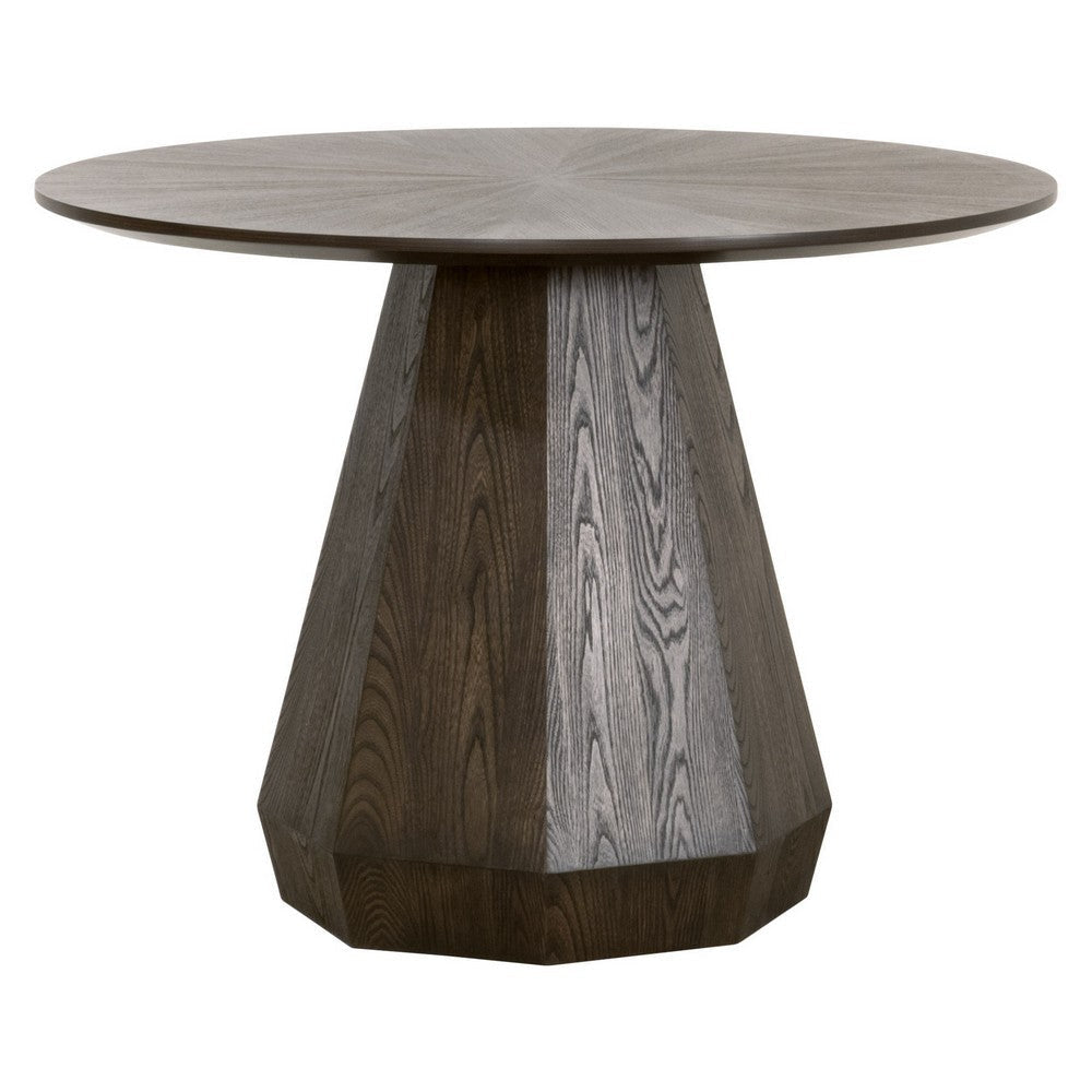 42 Inch Dining Table Round Top Modern Pedestal Base Brushed Brown Finish By Casagear Home BM311371