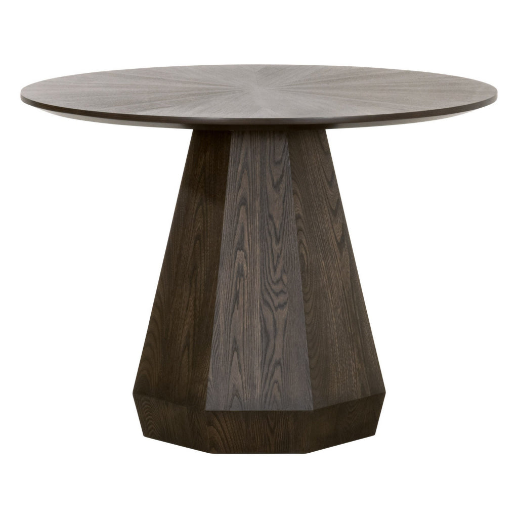 42 Inch Dining Table Round Top Modern Pedestal Base Brushed Brown Finish By Casagear Home BM311371