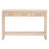 Jae 47 Inch Console Table 3 Drawers Gold Handles Rectangular Oak Brown By Casagear Home BM311372