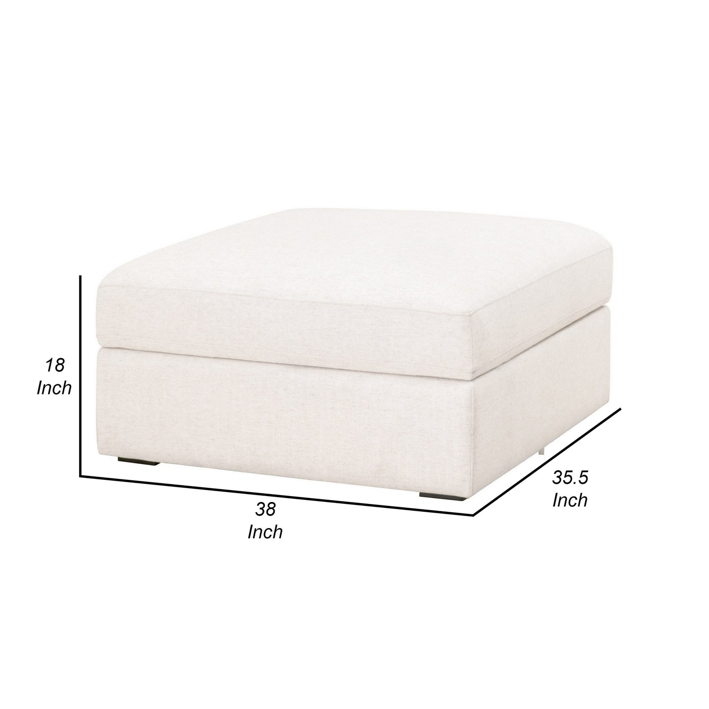 Tom 38 Inch Ottoman Modular Storage Cushioned White Espresso Brown By Casagear Home BM311375