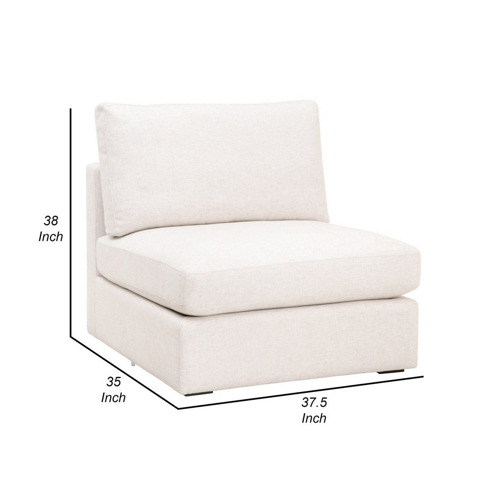 Tom 38 Inch Modular Armless Chair Stain Resistant White Upholstery By Casagear Home BM311376