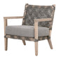 30 Inch Club Chair Solid Teak Wood Woven Back and Seat Gray Cushion By Casagear Home BM311380