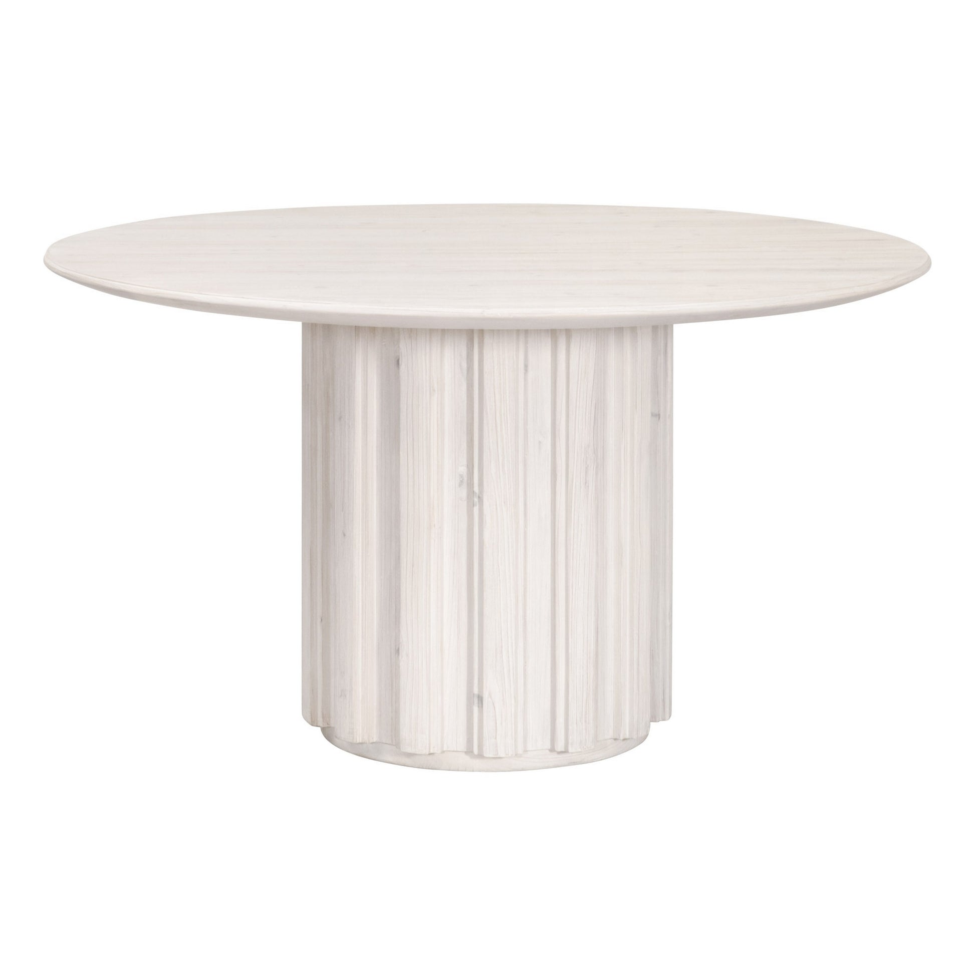 Nyl 21 Inch Coffee Table Round Shape Fluted Details Plinth Base White By Casagear Home BM311381