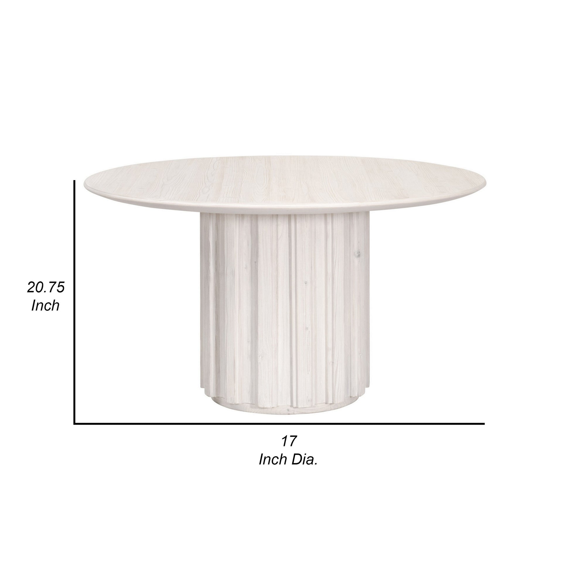 Nyl 21 Inch Coffee Table Round Shape Fluted Details Plinth Base White By Casagear Home BM311381