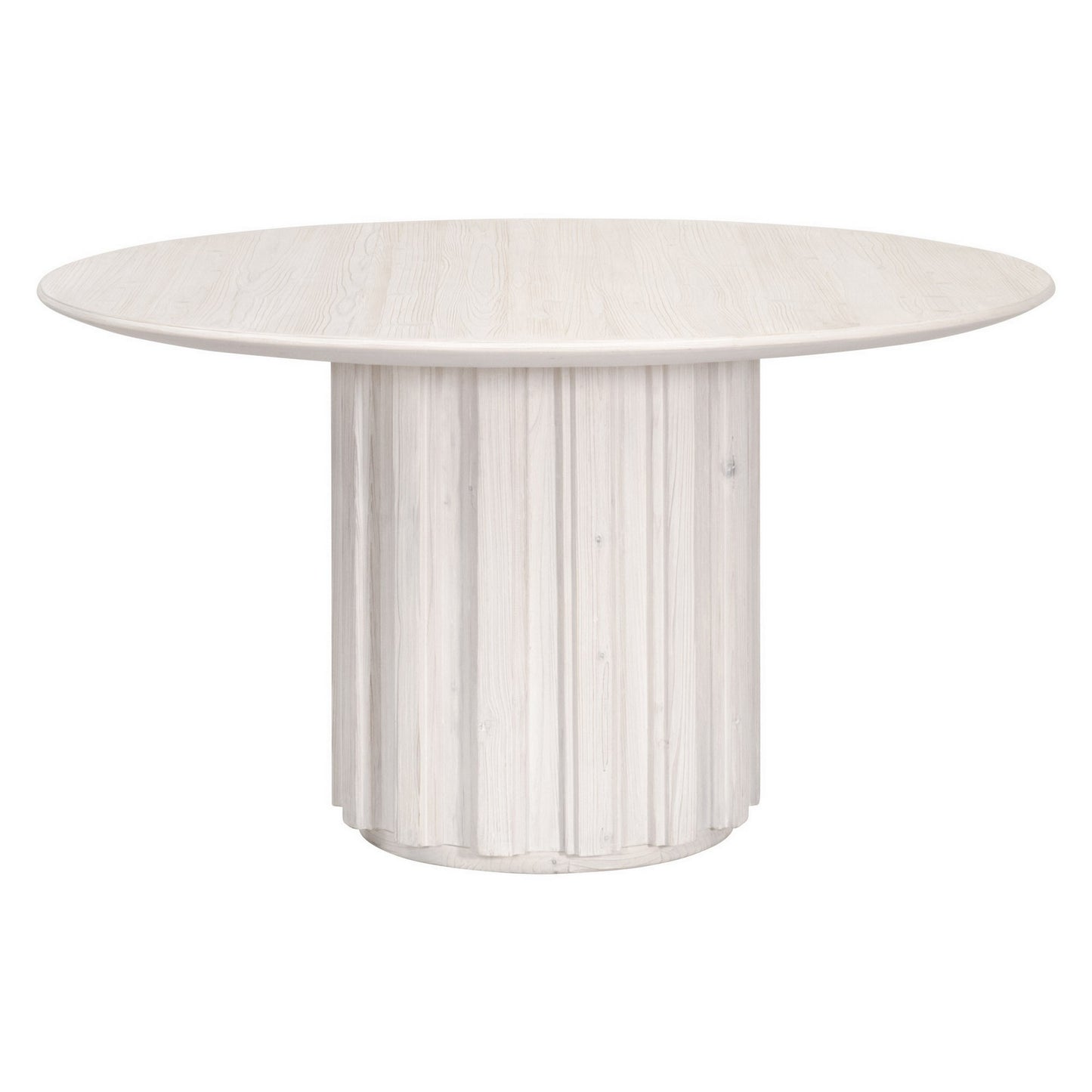 Nyl 21 Inch Coffee Table Round Shape Fluted Details Plinth Base White By Casagear Home BM311381