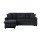 Ady 81 Inch Linen Sleeper Sectional Sofa Reversible Storage Chaise Black By Casagear Home BM311385