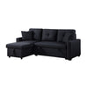 Ady 81 Inch Linen Sleeper Sectional Sofa, Reversible Storage Chaise, Black By Casagear Home