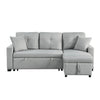 Ady 81 Inch Sleeper Sectional Sofa Reversible Chaise 2 Pillows Gray By Casagear Home BM311386