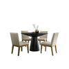 Yuvi 5 Piece Dining Table and Chair Set, Round, Beige, Black and Brown By Casagear Home