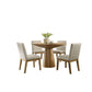 Yuvi 5 Piece Dining Table and Chair Set Brown Round Top Beige Cushioned By Casagear Home BM311392