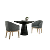 Yuvi 3 Piece Dining Table and Chair Set, Round, Barrel Chair, Black, Gray By Casagear Home