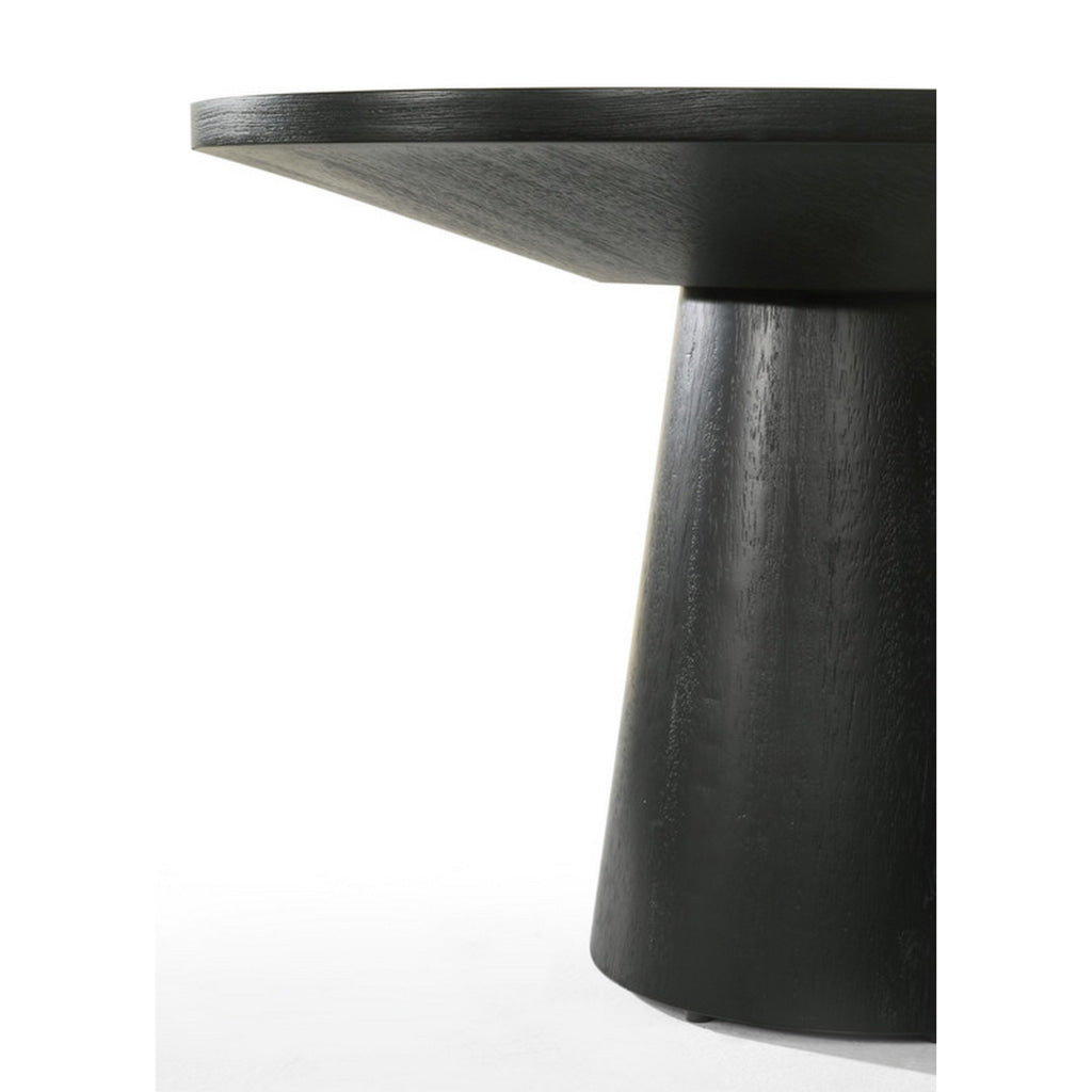 Yuvi 29 Inch Coffee Table Round Tabletop Pedestal Base Black Finish By Casagear Home BM311405