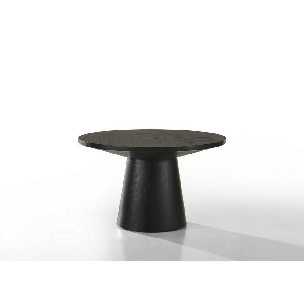 Yuvi 29 Inch Coffee Table, Round Tabletop, Pedestal Base, Black Finish By Casagear Home