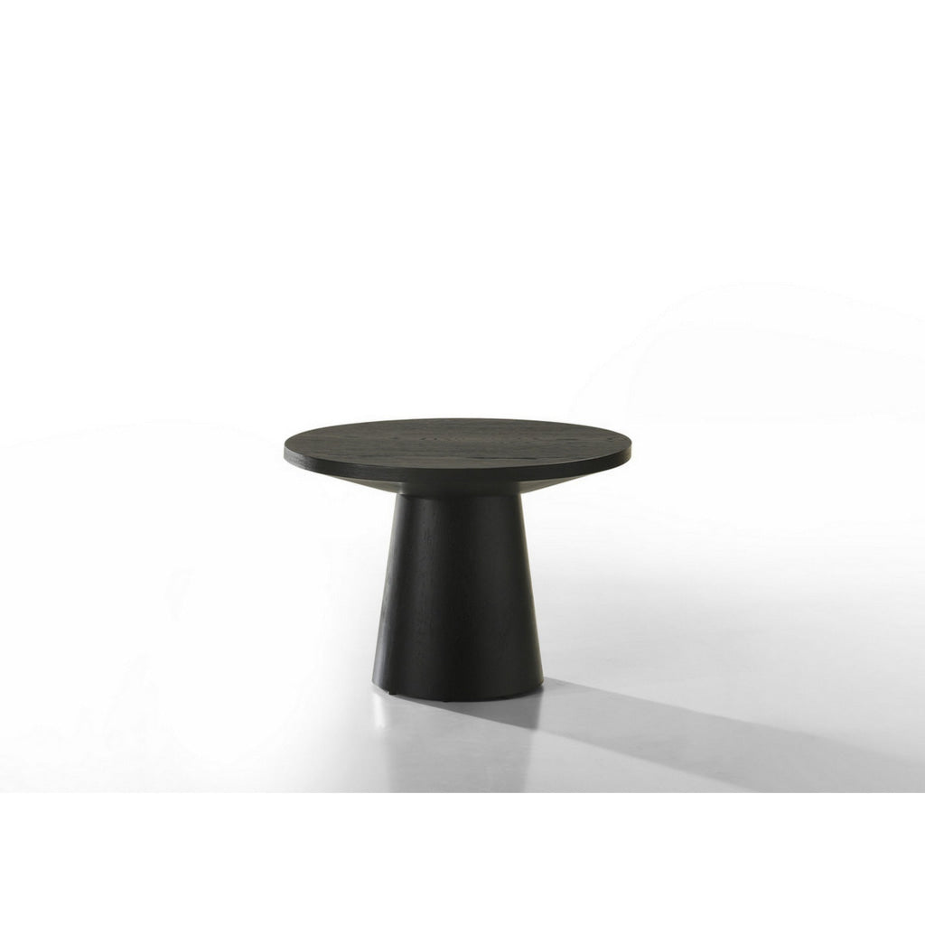 Yuvi 22 Inch Side End Table Round Top Pedestal Base Ebony Black Finish By Casagear Home BM311406