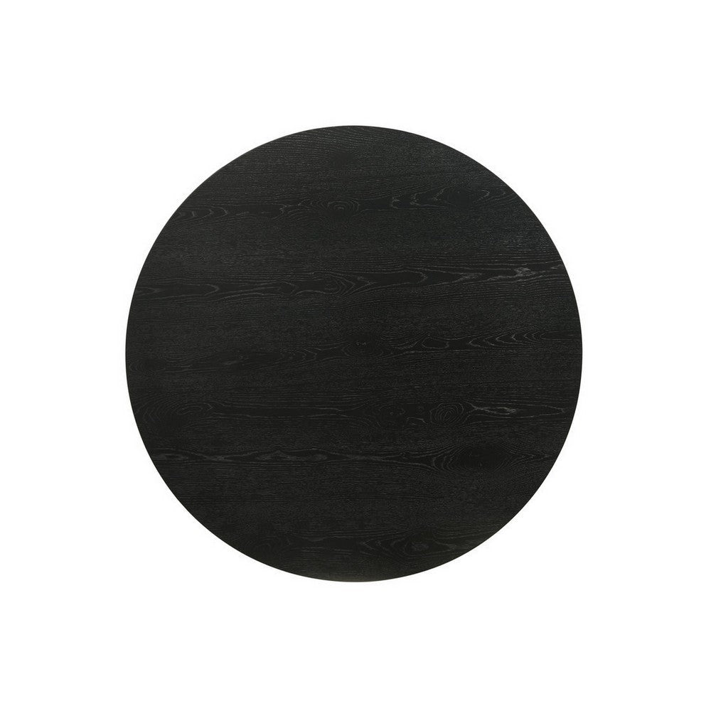 Yuvi 21 Inch Accent Table Round Tabletop Pedestal Base Ebony Black By Casagear Home BM311407