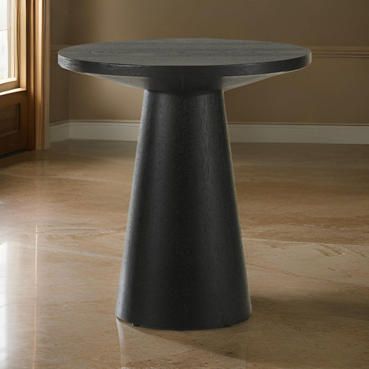 Yuvi 21 Inch Accent Table Round Tabletop Pedestal Base Ebony Black By Casagear Home BM311407