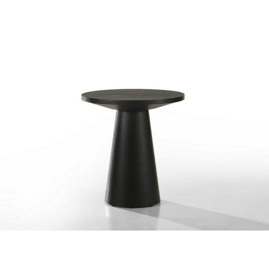 Yuvi 21 Inch Accent Table, Round Tabletop, Pedestal Base, Ebony Black By Casagear Home