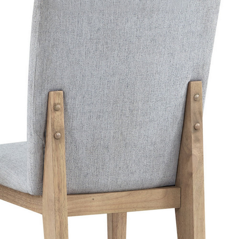 Emi 25 Inch Dining Chair Set of 2 Cushioned Seat Gray Linen Upholstery By Casagear Home BM311409