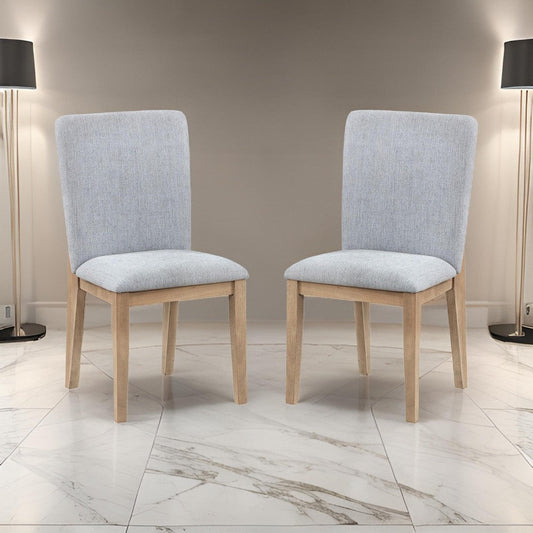 Emi 25 Inch Dining Chair Set of 2, Cushioned Seat, Gray Linen Upholstery By Casagear Home