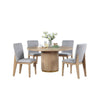 Emi 5 Piece Dining Table and Chairs Set, Round, Pedestal Base, Oak Brown By Casagear Home