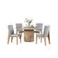 Emi 5 Piece Dining Table and Chairs Set Round Pedestal Base Oak Brown By Casagear Home BM311410