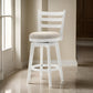 Fila 26 Inch Counter Height Swivel Stool Chair Padded Ladder Back White By Casagear Home BM311412