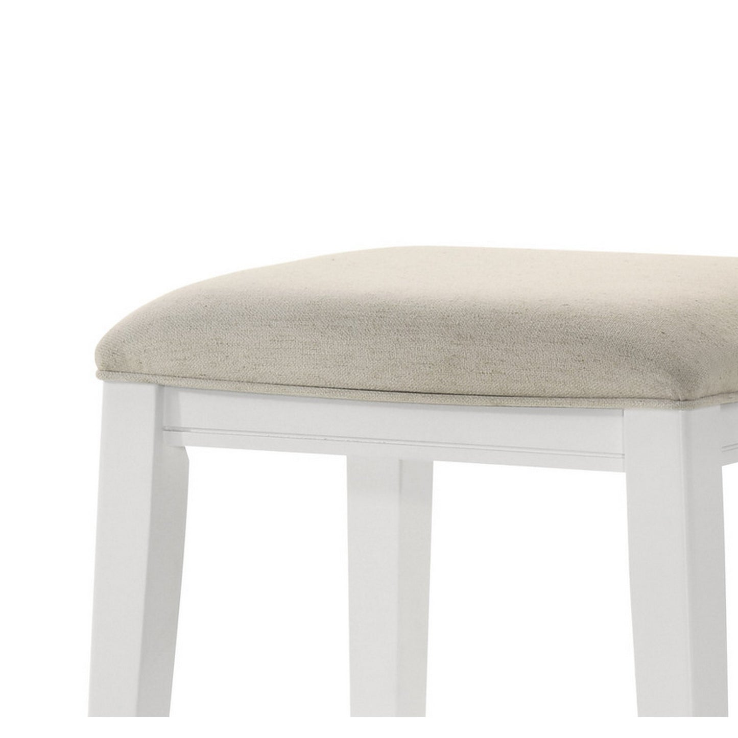 Rani 26 Inch Counter Height Stool Cushioned Seat Backless White Finish By Casagear Home BM311414