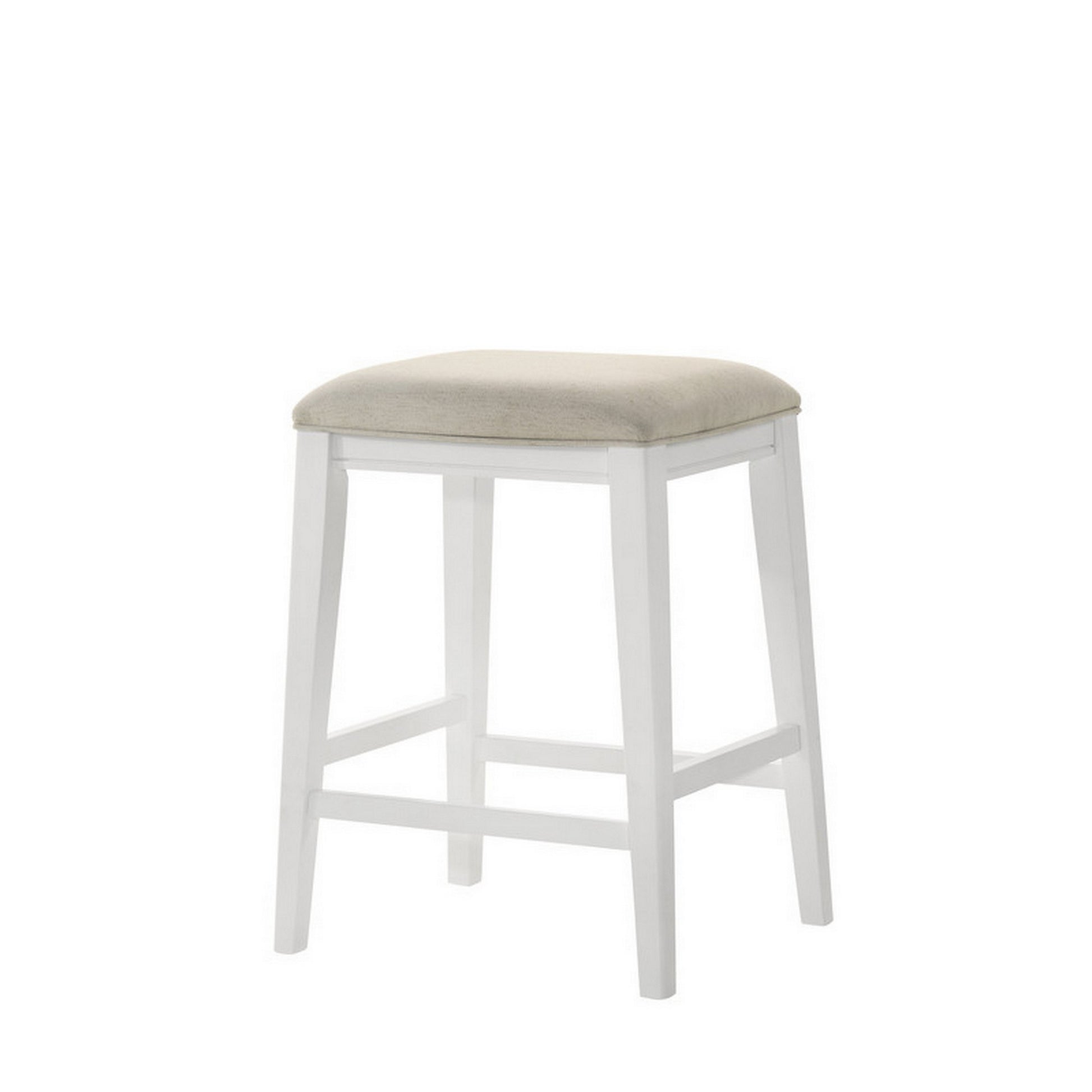 Rani 26 Inch Counter Height Stool Cushioned Seat Backless White Finish By Casagear Home BM311414