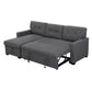 Ady 83 Inch Sleeper Sectional Sofa with Storage Chaise Reversible Gray By Casagear Home BM311416