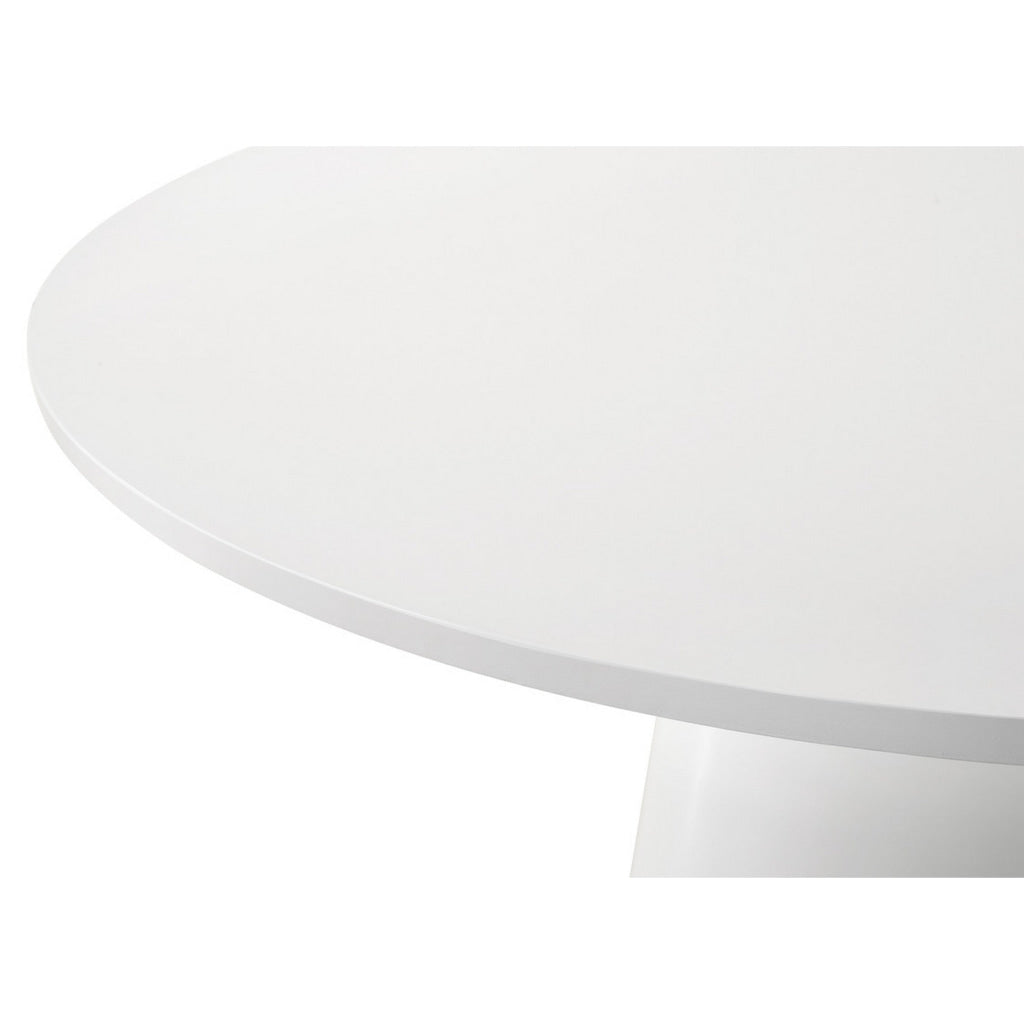 Yuvi 59 Inch Dining Table Round Tabletop and Pedestal Base White Finish By Casagear Home BM311417