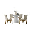 Yuvi 5 Piece Dining Table and Chair Set White Round Table Cushioned Seat By Casagear Home BM311418