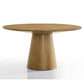 Yuvi 59 Inch Dining Table Round Tabletop and Pedestal Base Brown Finish By Casagear Home BM311420