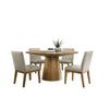 Yuvi 5 Piece Dining Table and Chair Set Round Tabletop Cushioned Brown By Casagear Home BM311422