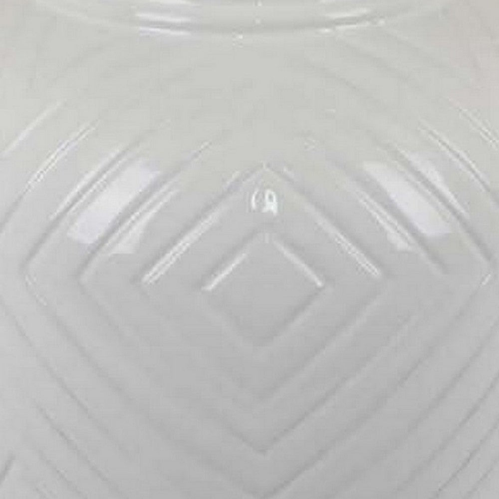 18 Inch Temple Ginger Jar with Dome Lid Geometric Design Ceramic White By Casagear Home BM311442