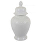 18 Inch Temple Ginger Jar with Dome Lid Geometric Design Ceramic White By Casagear Home BM311442